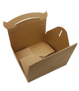 Boîte repas carton blanc recyclable, étanche micro-ondable, traiteur.