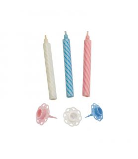 Bougies bicolores et bobèches d'anniversaire